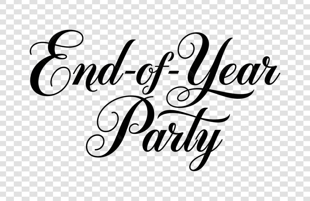 Texto para Festa de Fim de Ano preto cursivo PNG com fundo transparente