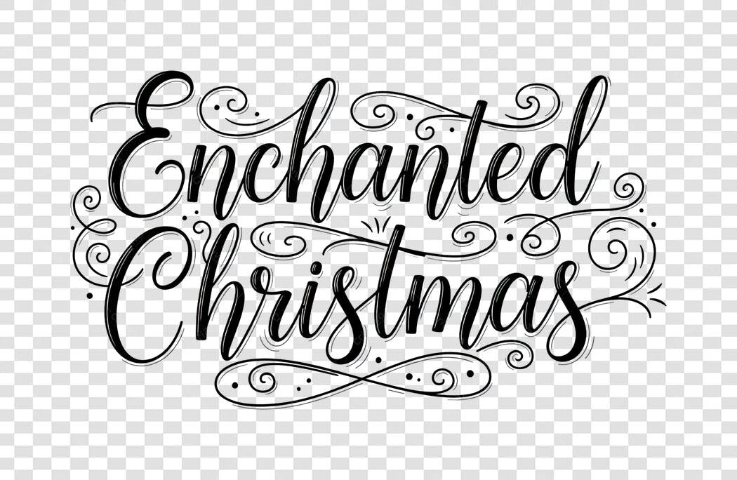 Frase de Natal Encantado caligráfica preta PNG com fundo transparente