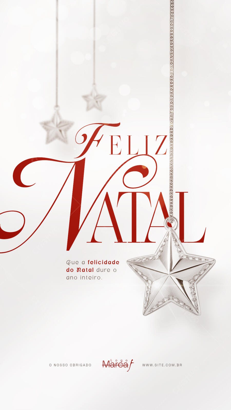 Flyer para Feliz Natal Elegante com Estrelas Prata PSD Editável