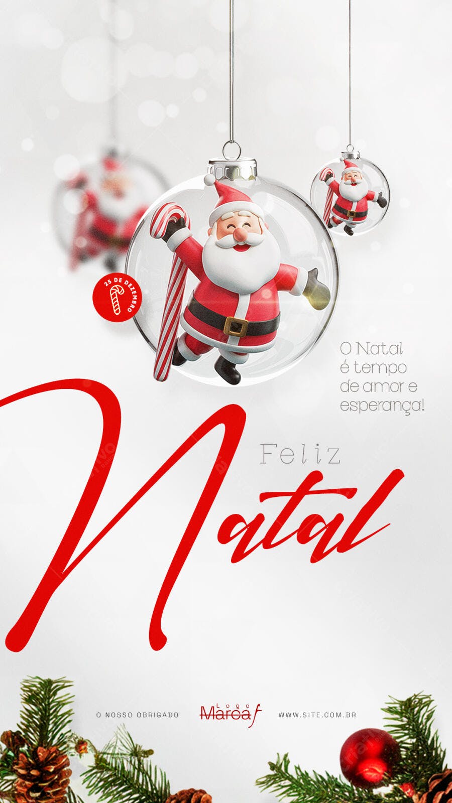 Post para Redes Sociais de Natal com Papai Noel PSD Editável