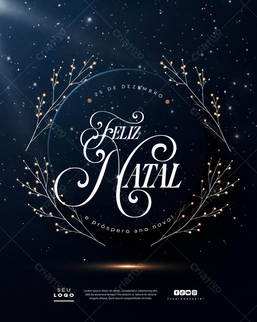 Flyer de Natal e Ano Novo com Estrelas PSD Editável