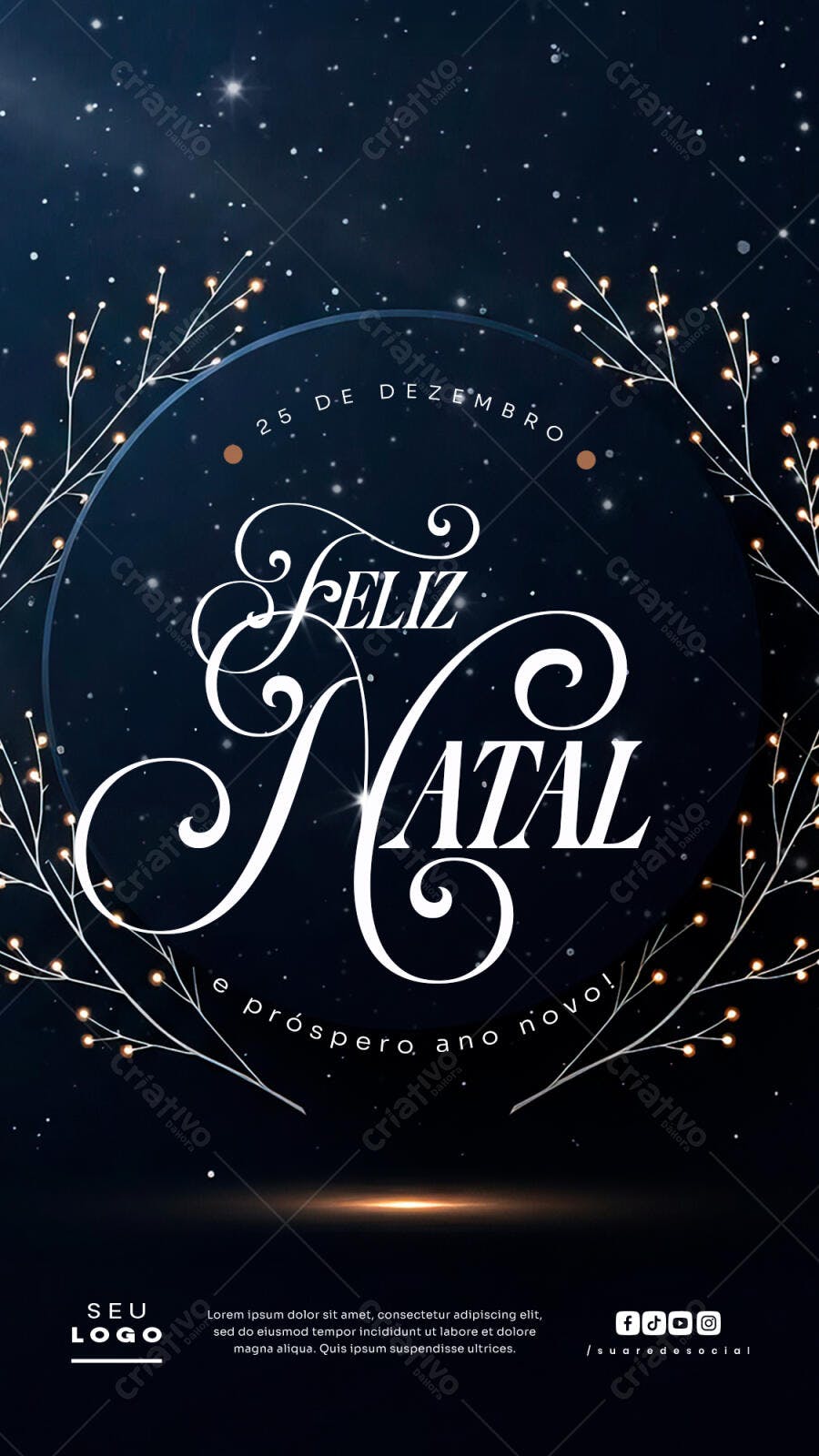 Flyer Feliz Natal e Próspero Ano Novo PSD Editável