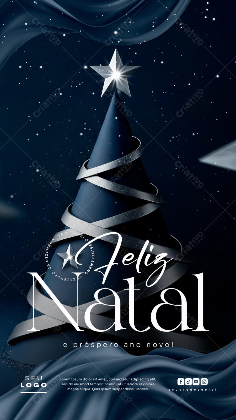 Post para Redes Sociais Feliz Natal e Ano Novo PSD Editável