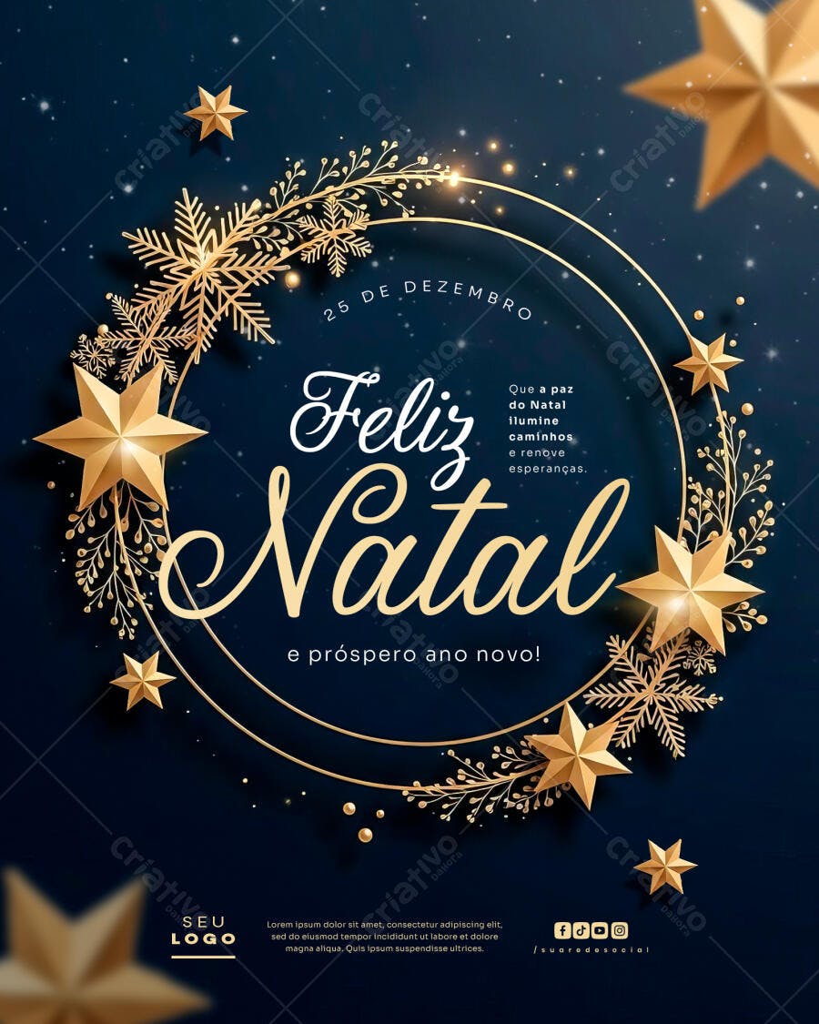 Flyer Feliz Natal e Ano Novo PSD Editável