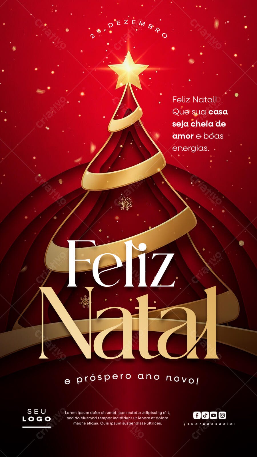 Post Redes Sociais para Natal e Ano Novo PSD Editável