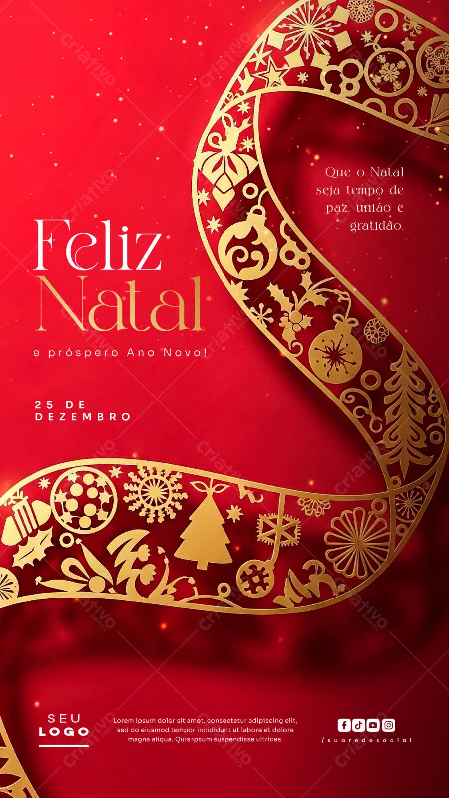 Post para Redes Sociais Feliz Natal e Ano Novo PSD Editável