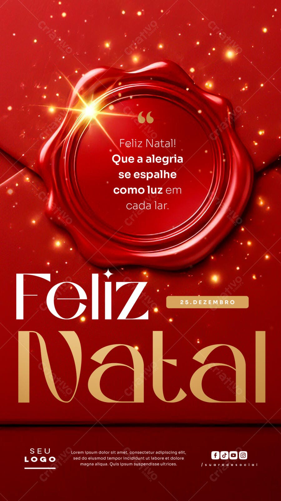 Story para Feliz Natal Elegante com Lacre PSD Editável