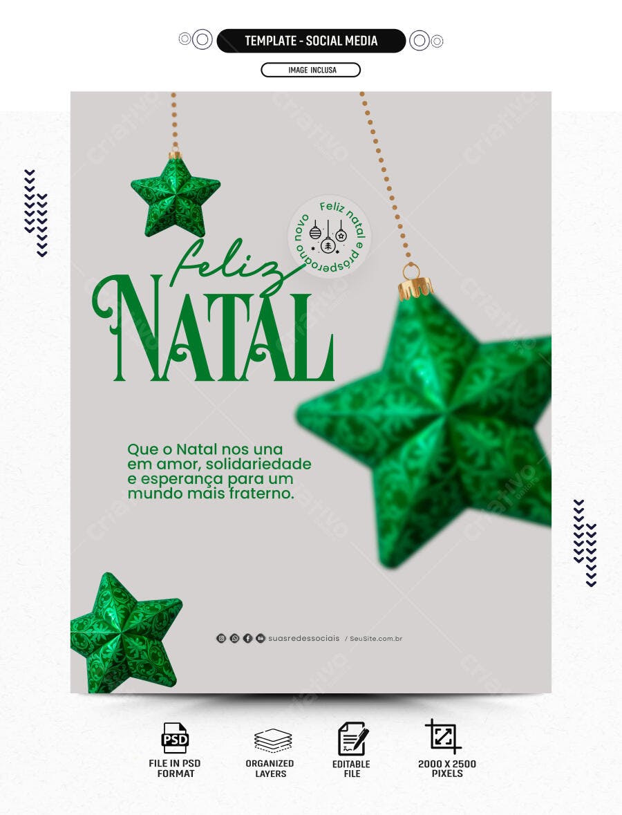 Post para Feliz Natal e Próspero Ano Novo PSD Editável