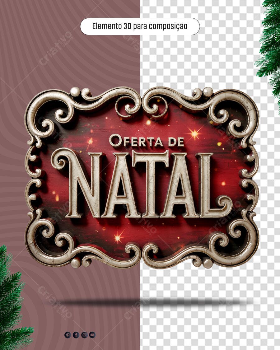 Elemento 3D para Oferta de Natal PSD Editável
