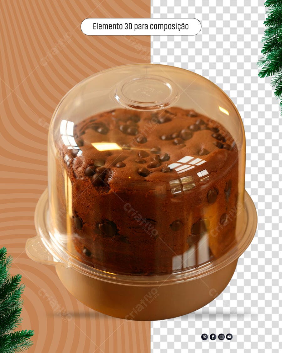 Mockup de Embalagem Redonda para Bolo de Chocolate PSD Editável