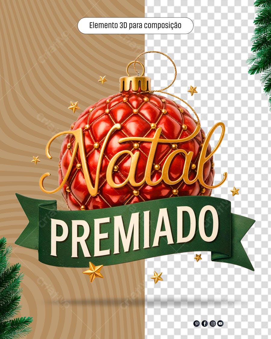 Elemento Gráfico Natal Premiado PSD Editável