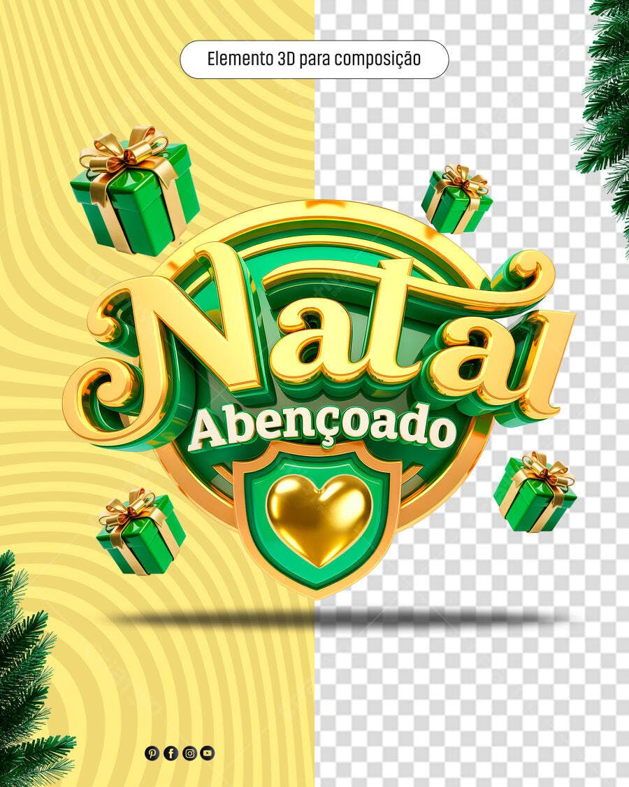 Arte Digital para Natal Abençoado PSD Editável
