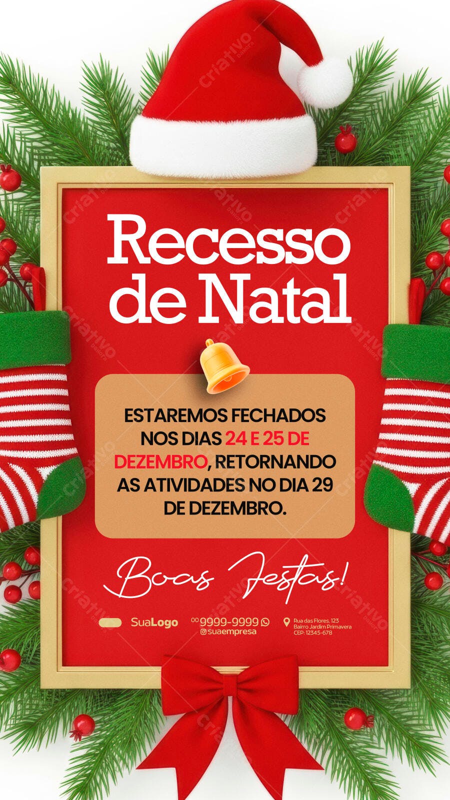 Flyer para Recesso de Natal PSD Editável