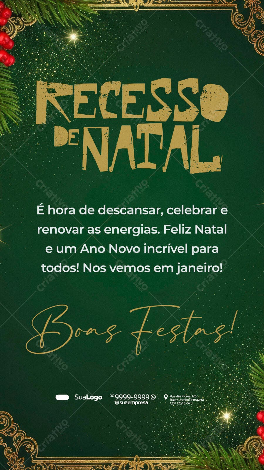 Flyer Recesso de Natal e Boas Festas PSD Editável