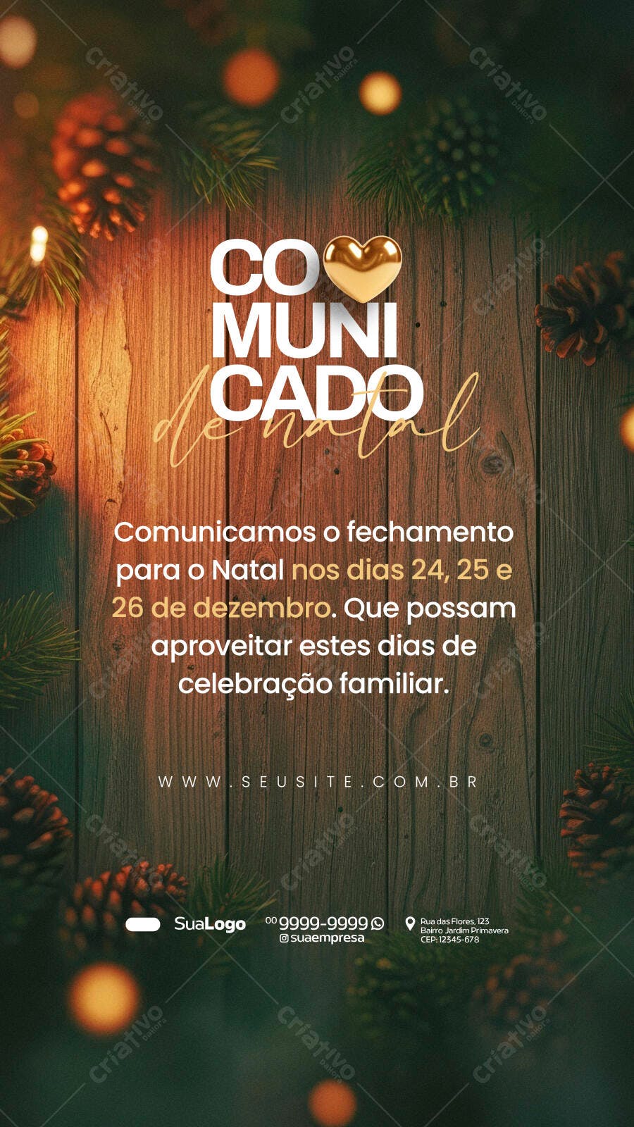 Post para Instagram Comunicado de Natal Fechamento PSD Editável