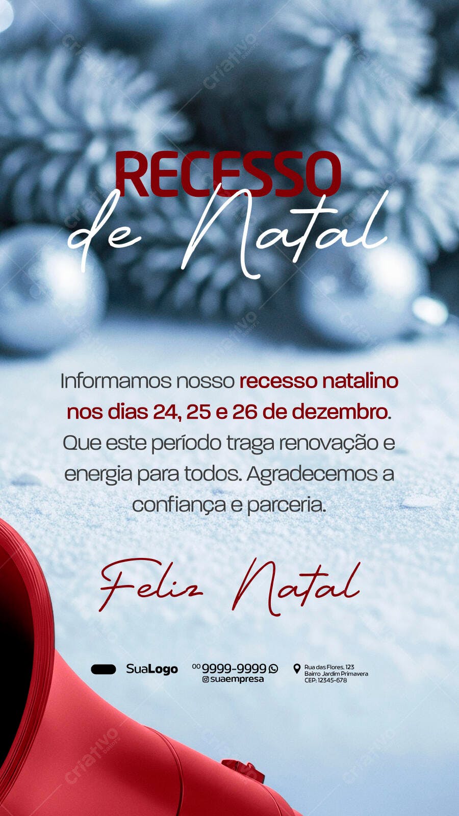Post para Redes Sociais Recesso de Natal com Megafone PSD Editável