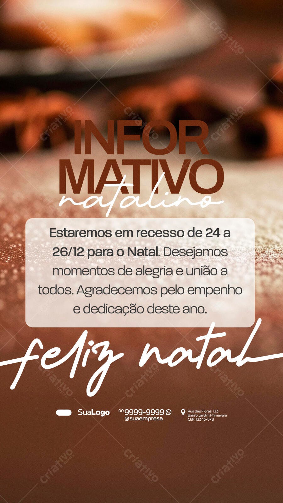 Informativo Natalino Recesso Fim de Ano PSD Editável
