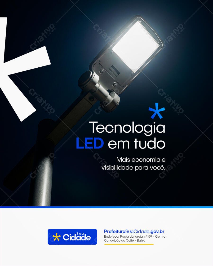 Flyer Iluminação Pública LED Cidades PSD Editável