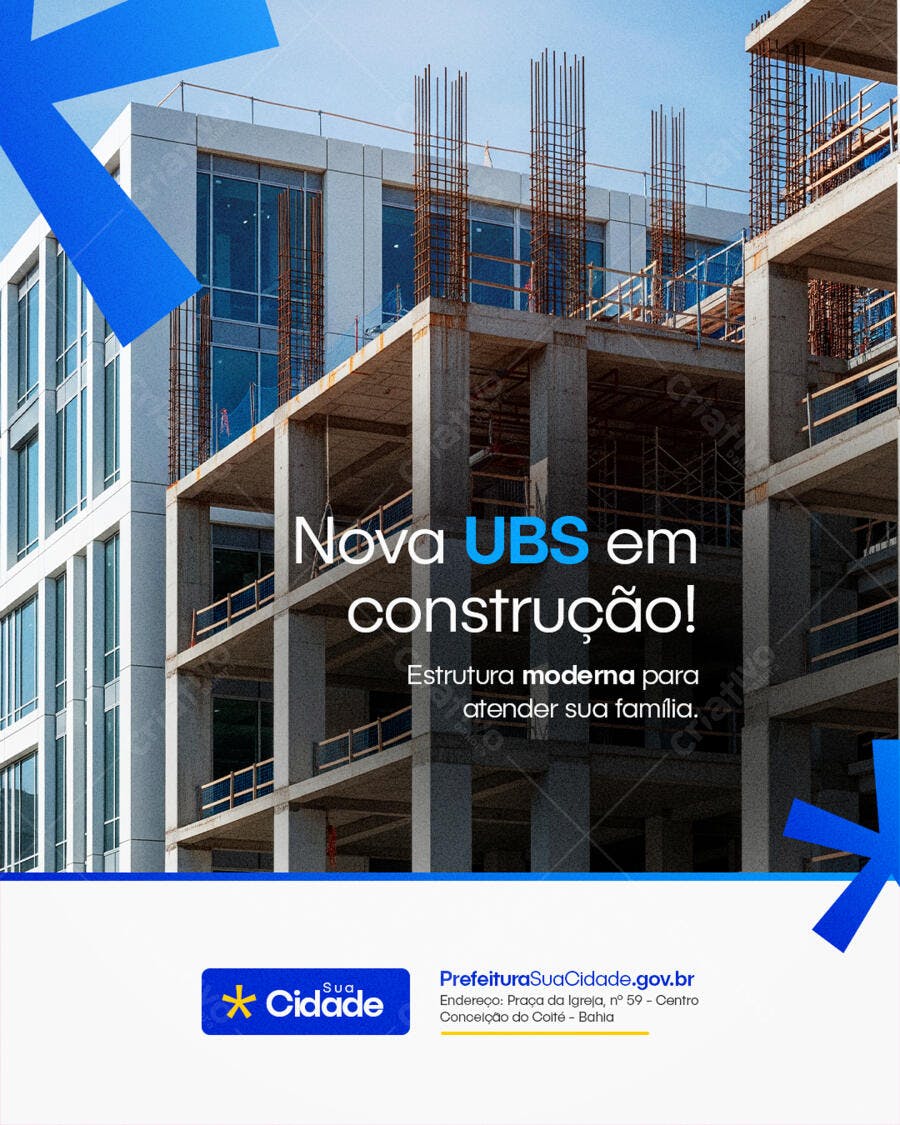 Flyer para Anúncio Nova UBS em Construção PSD Editável