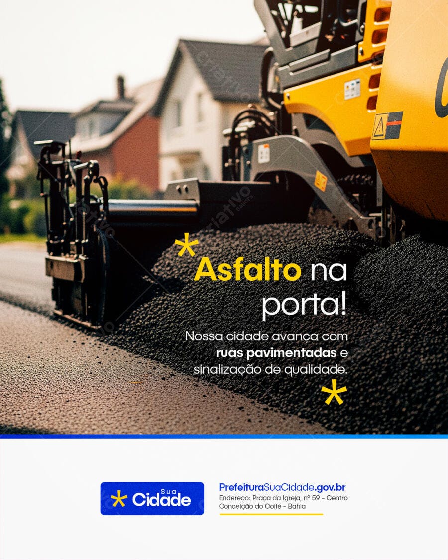 Flyer de Prefeitura Asfalto na Porta PSD Editável