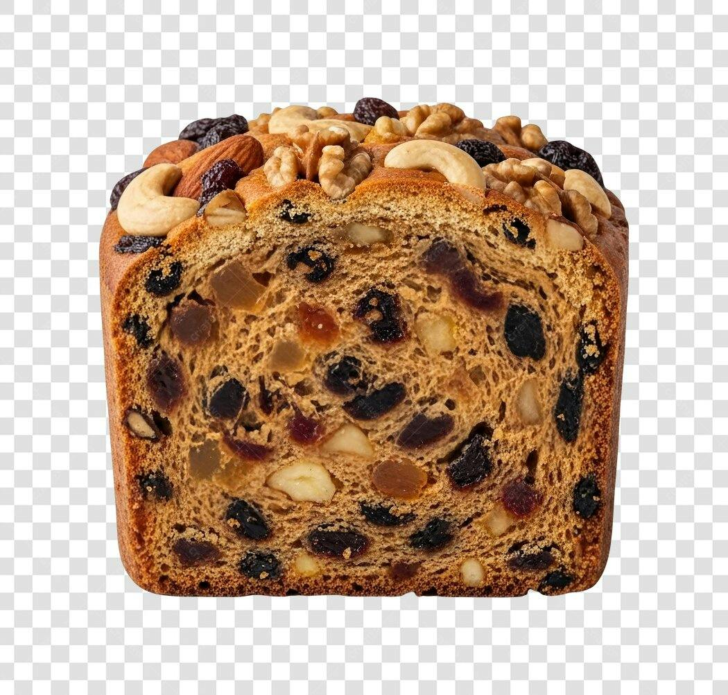 Foto de Alimento Pão Natalino Bolo de Frutas Nozes Castanhas PNG com fundo transparente