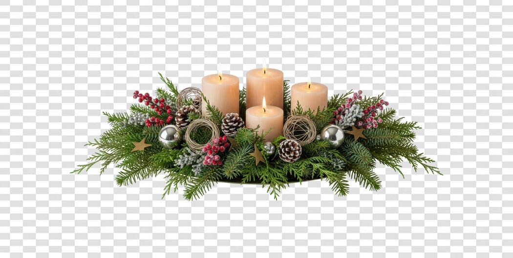 Elemento Gráfico Natal Coroa de Advento Velas Acesa Festivo PNG com fundo transparente