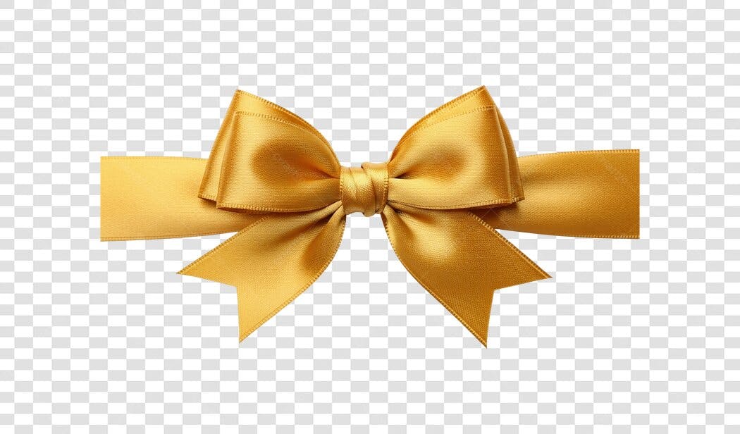 Laço Dourado de Cetim para Presente e Celebrações PNG com fundo transparente