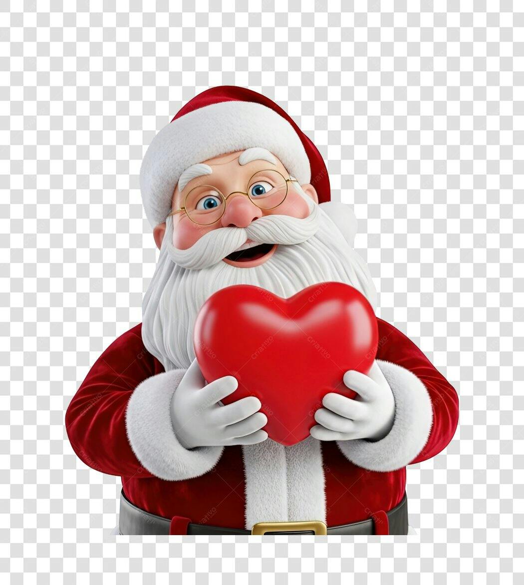 Ilustração Papai Noel Natal 25 Dezembro Coração Vermelho PNG com fundo transparente