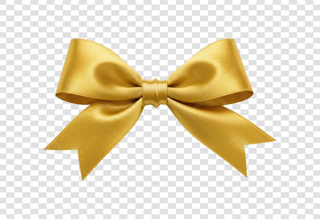 Elemento Decorativo Laço Dourado Presente Natal PNG com fundo transparente