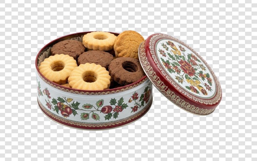 Imagem Caixa Presente Biscoitos Natalinos Decorada Vermelho Verde PNG com fundo transparente