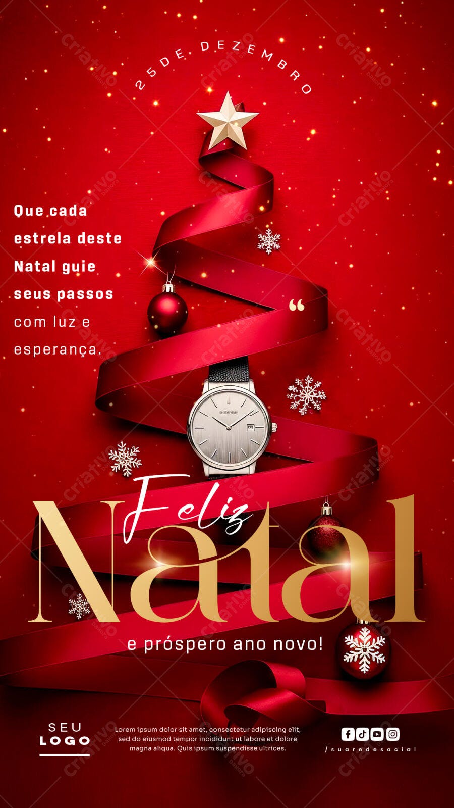 Flyer Mensagem de Natal e Ano Novo PSD Editável