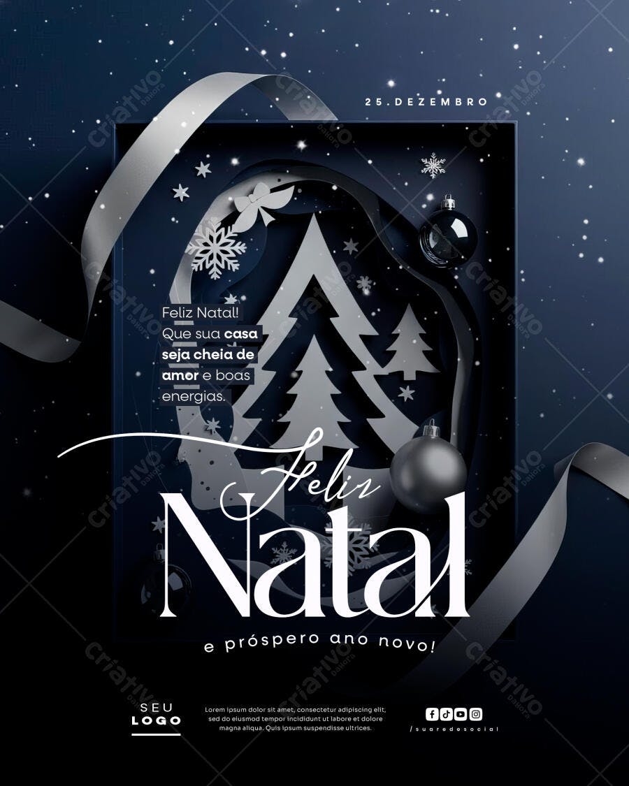 Flyer de Natal e Ano Novo Elegante PSD Editável