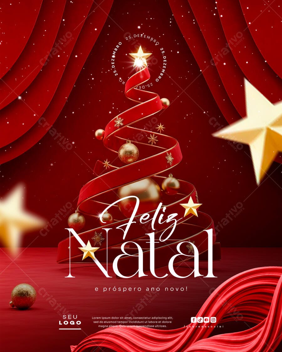 Flyer Feliz Natal e Ano Novo PSD Editável