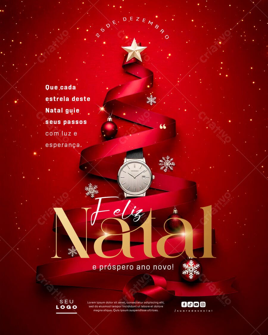 Flyer Feliz Natal e Próspero Ano Novo PSD Editável