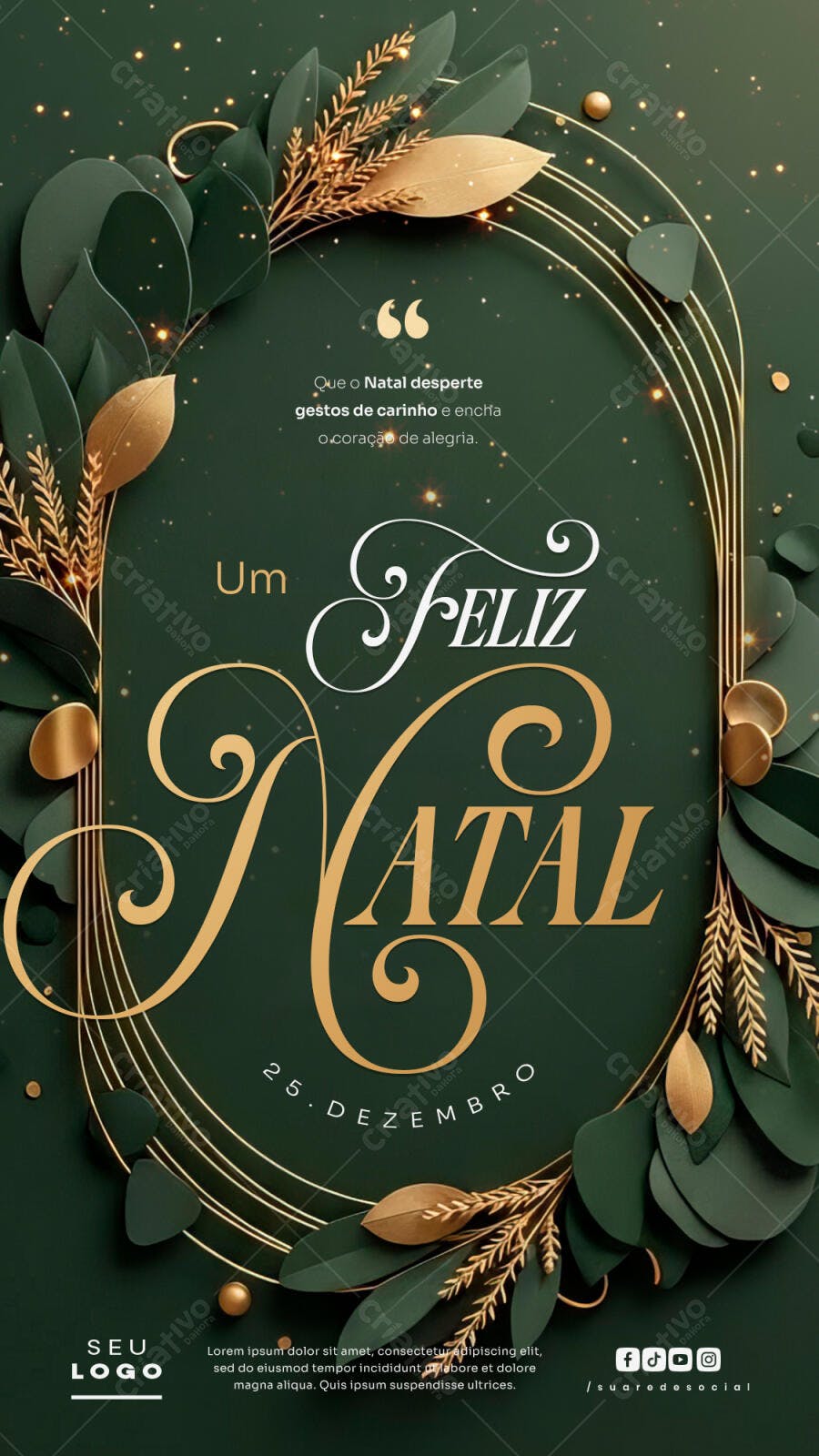 Post para Redes Sociais Feliz Natal 25 Dezembro PSD Editável