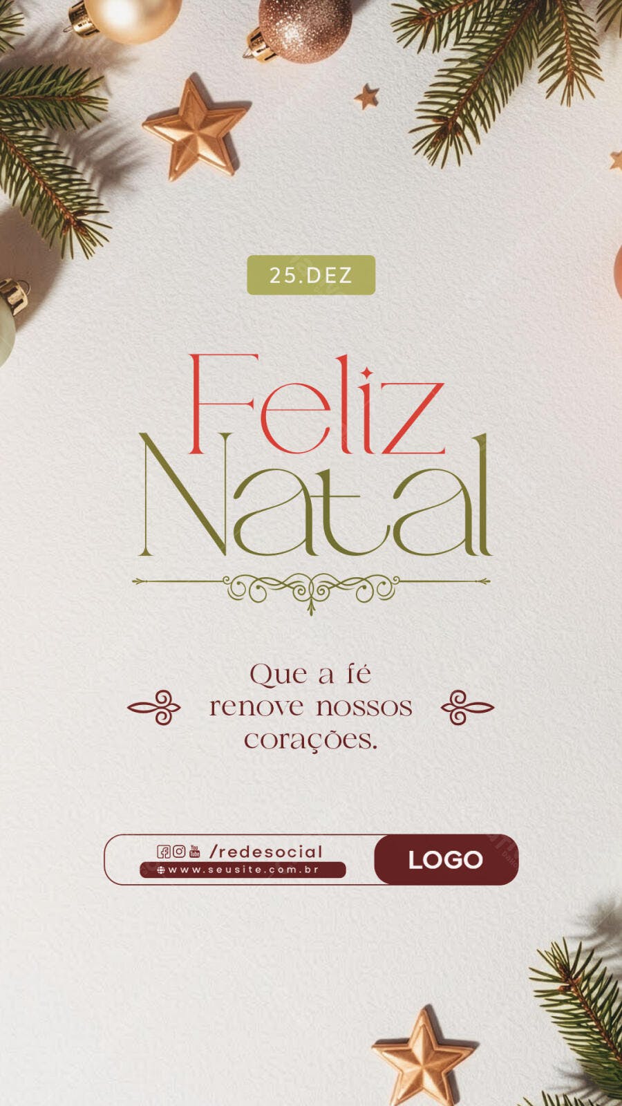 Post de Natal com Mensagem Feliz Natal PSD Editável