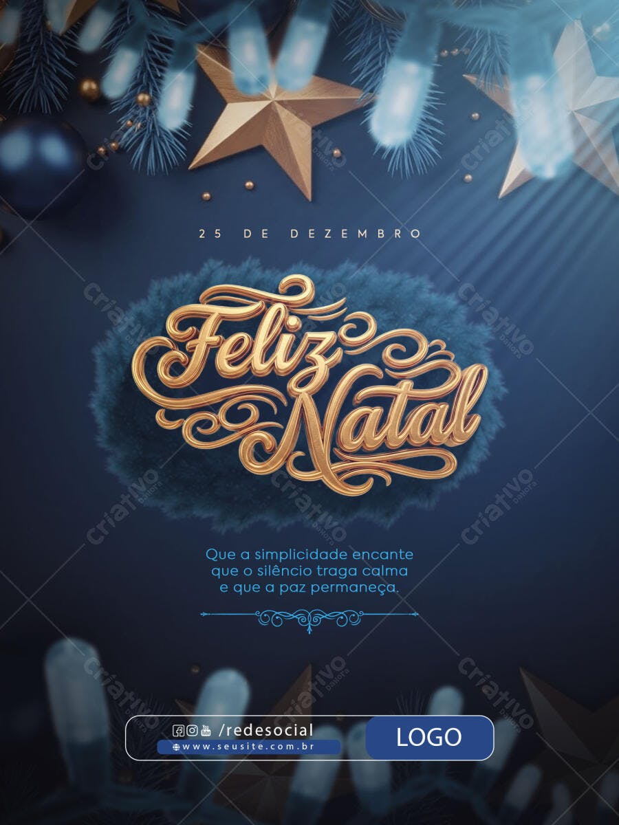 Post Redes Sociais Feliz Natal Elegante PSD Editável