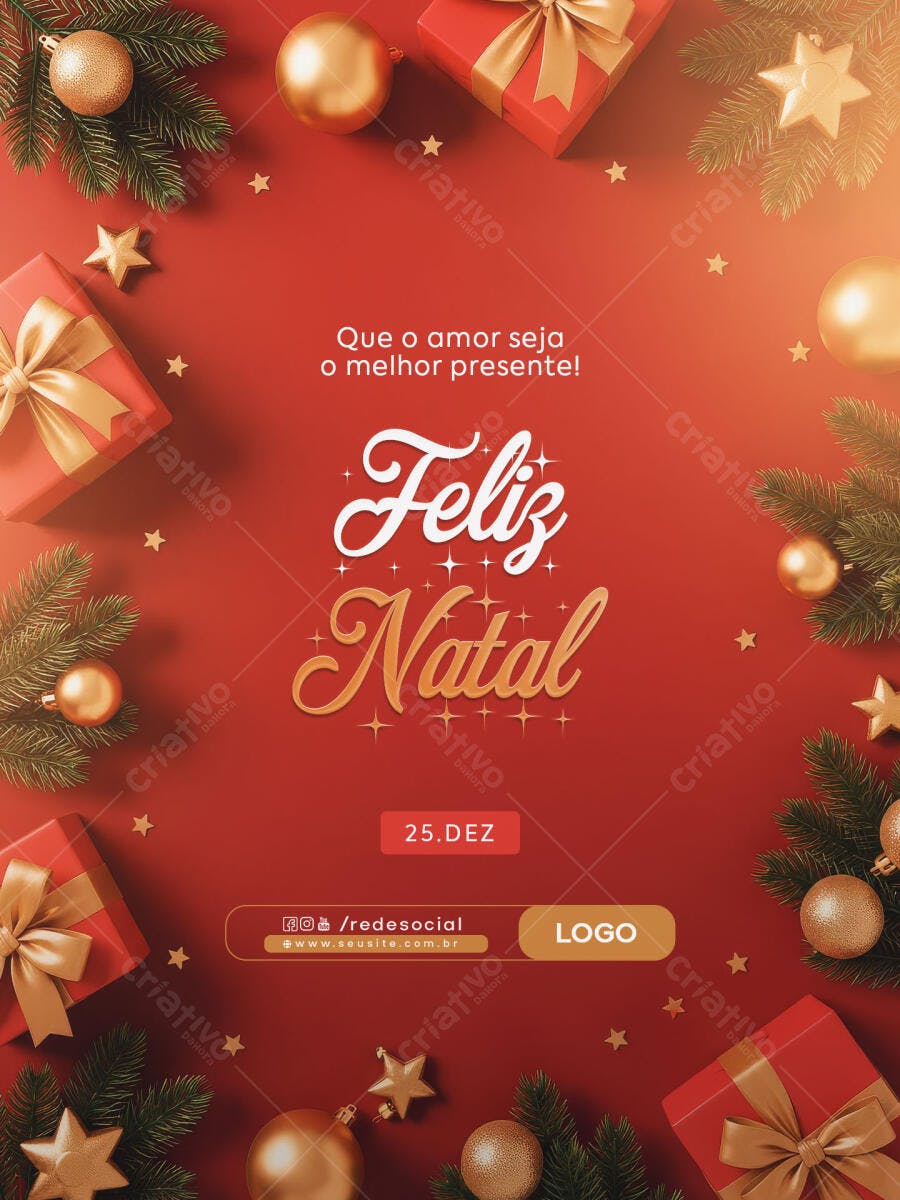 Post Redes Sociais Feliz Natal Que o Amor Seja o Melhor Presente PSD Editável