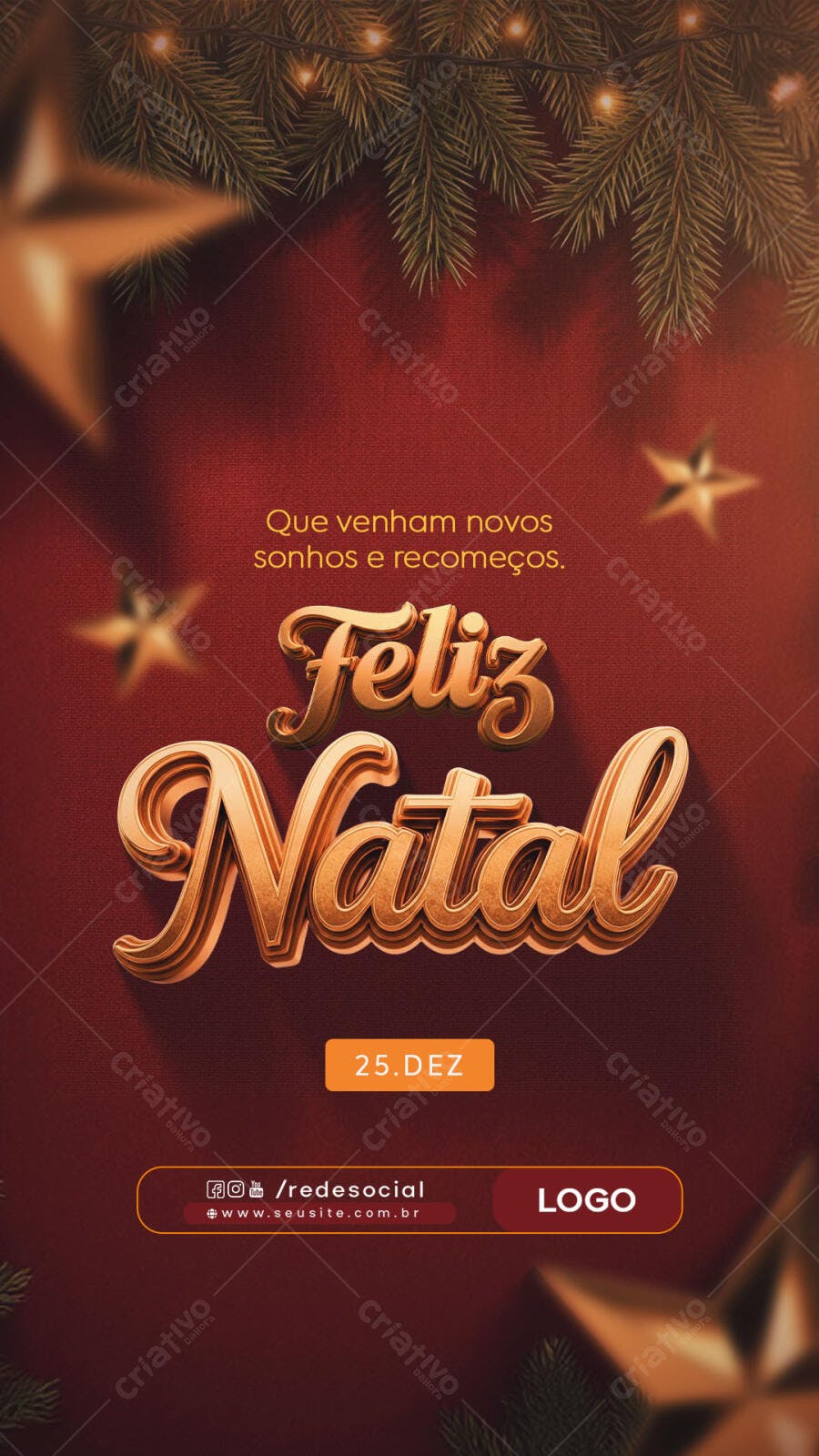 Flyer Natal Que Venham Novos Sonhos e Recomeços PSD Editável