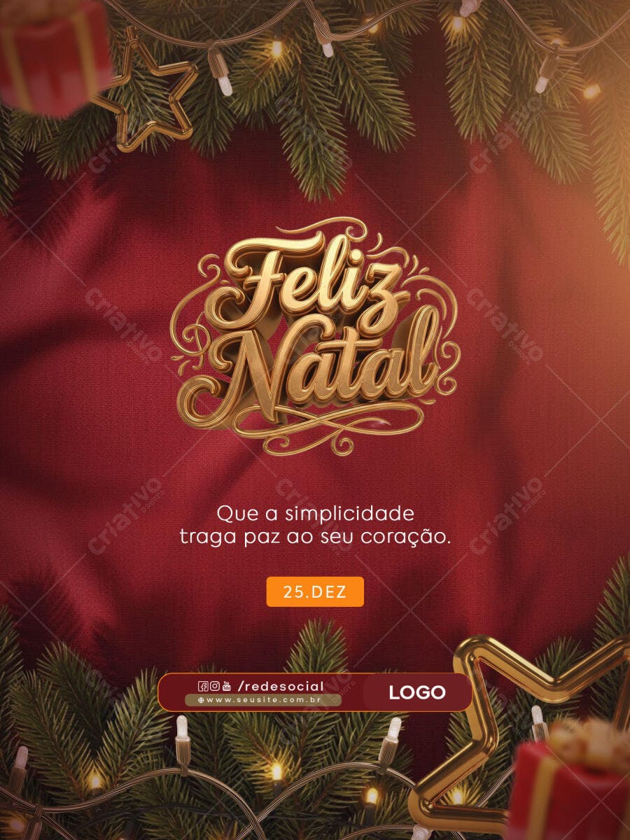 Flyer Natalino Dourado com Feliz Natal PSD Editável