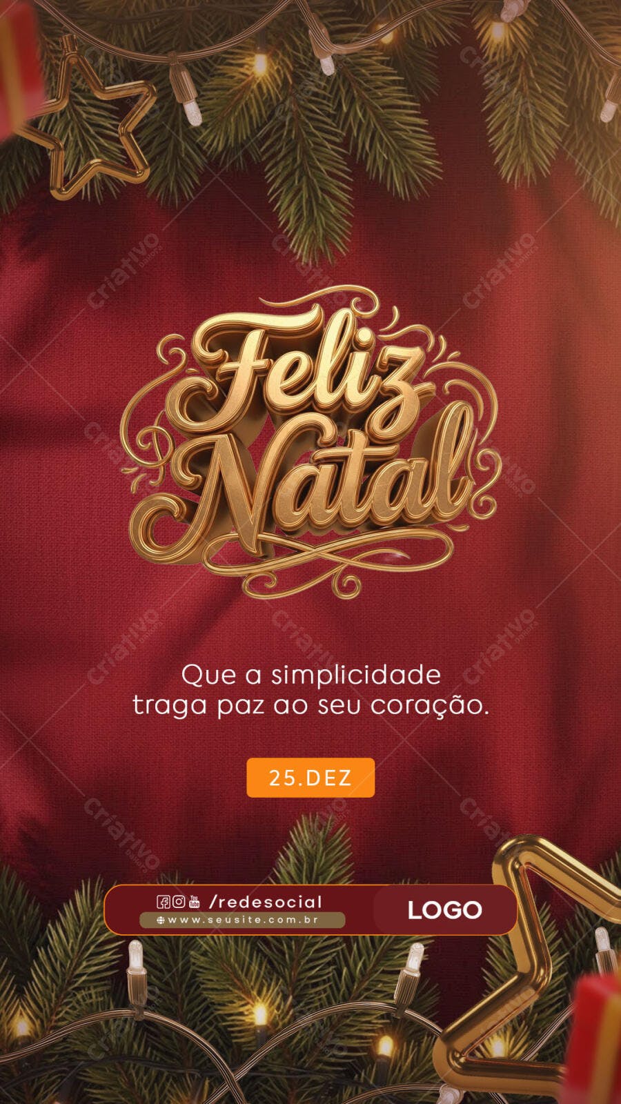 Flyer Feliz Natal Dourado e Vermelho PSD Editável