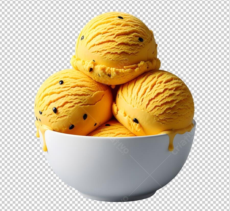 Post Instagram Sorvete de Manga Amarelo Verão Tigela Branca PNG com fundo transparente