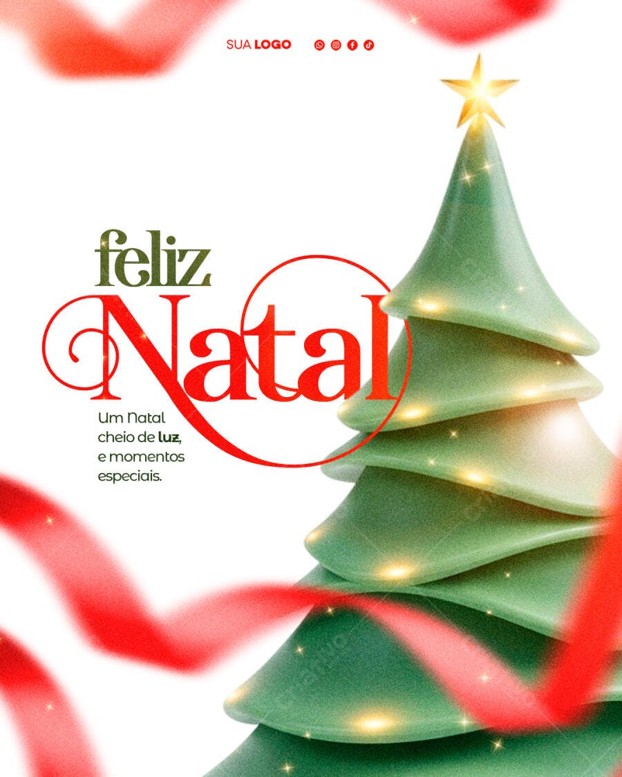 Flyer de Natal Árvore Estilizada Feliz Natal PSD Editável