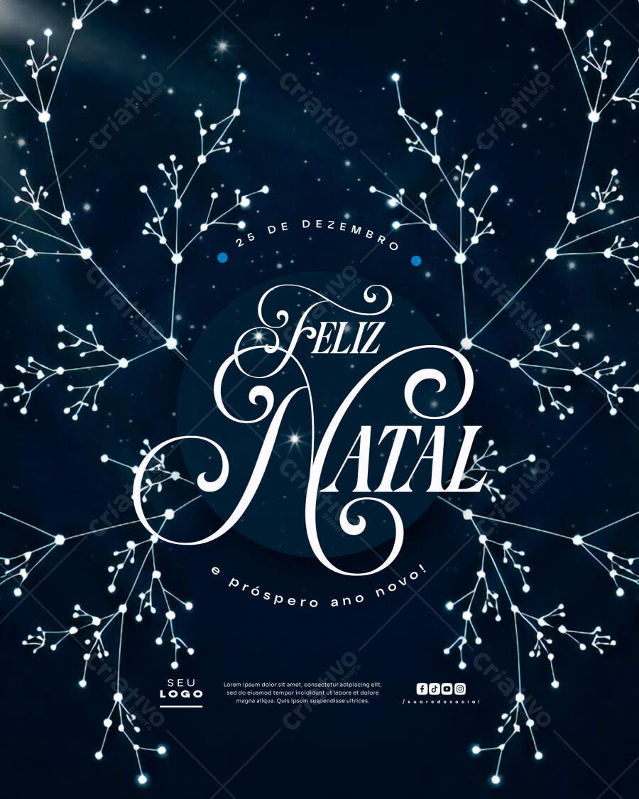 Arte Digital Feliz Natal e Próspero Ano Novo PSD Editável