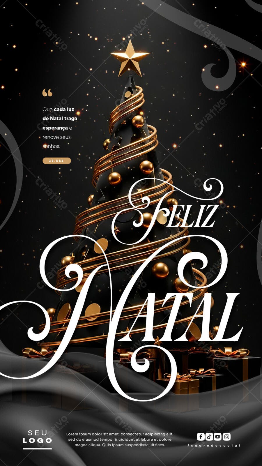 Post de Natal Elegante Feliz Natal PSD Editável