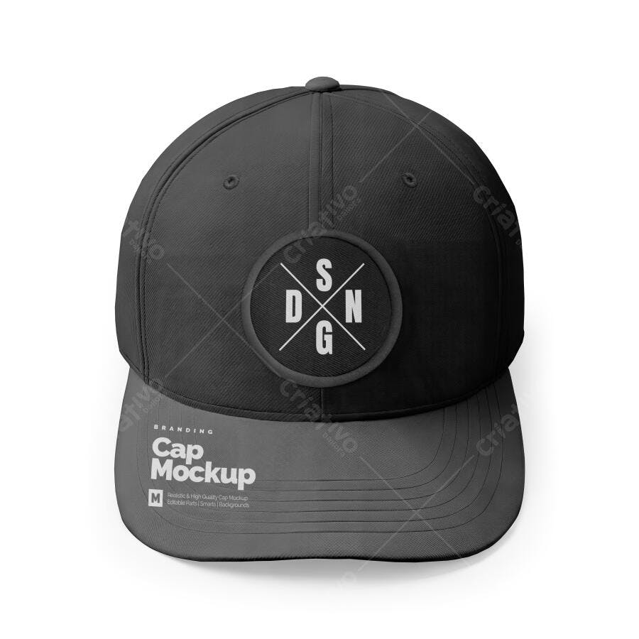 Mockup Realista de Boné de Baseball Cinza Escuro para Branding e Design
