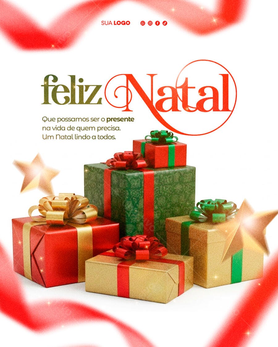 Flyer Feliz Natal com Presentes PSD Editável
