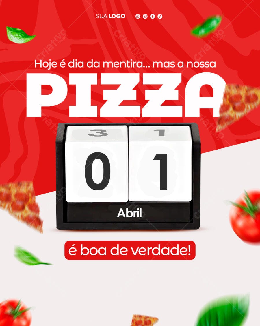 Flyer Pizza Dia da Mentira PSD Editável