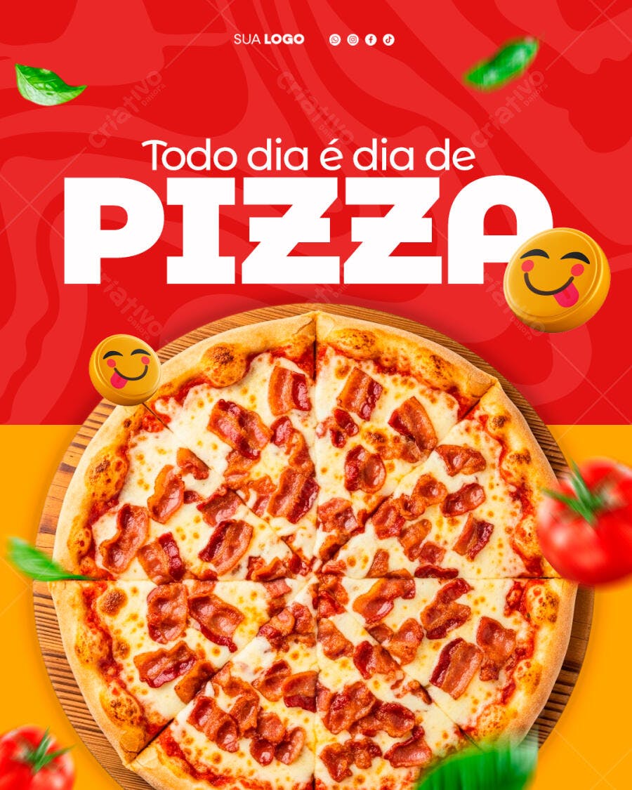 Flyer Todo Dia é Dia de Pizza PSD Editável