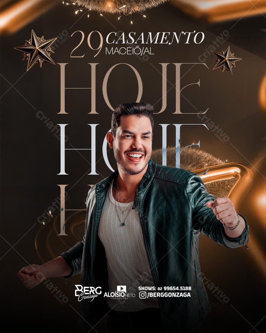 Flyer Casamento com Show Musical Berg Gonzaga PSD Editável